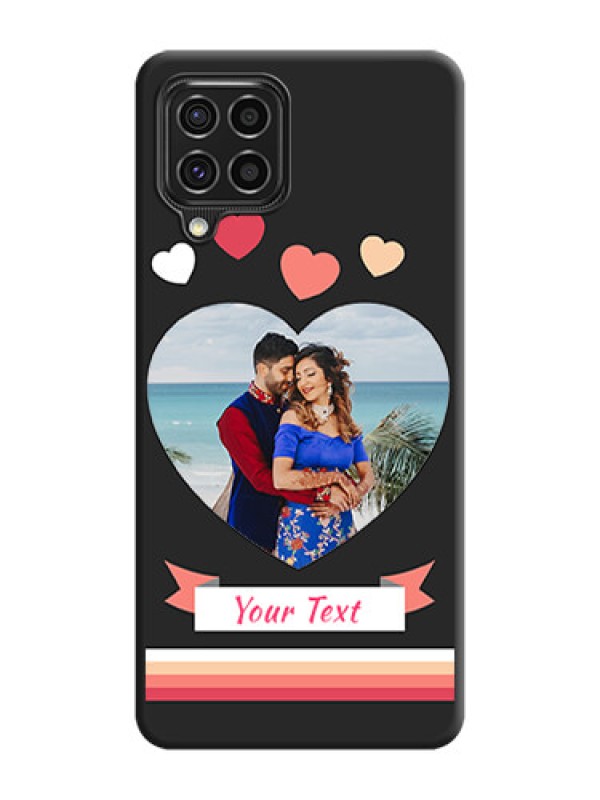 Custom Love Shaped Photo with Colorful Stripes on Personalised Space Black Soft Matte Cases - Galaxy F62