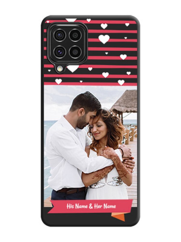 Custom White Color Love Symbols with Pink Lines Pattern on Space Black Custom Soft Matte Phone Cases - Galaxy F62
