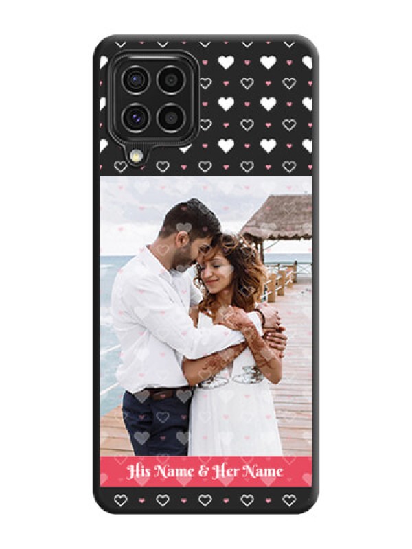Custom White Color Love Symbols with Text Design on Photo on Space Black Soft Matte Phone Cover - Galaxy F62