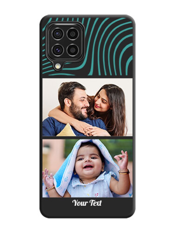 Custom Wave Pattern with 2 Image Holder on Space Black Personalized Soft Matte Phone Covers - Galaxy F62