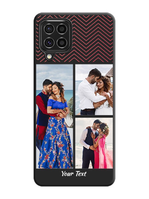 Custom Wave Pattern with 3 Image Holder on Space Black Custom Soft Matte Back Cover - Galaxy F62