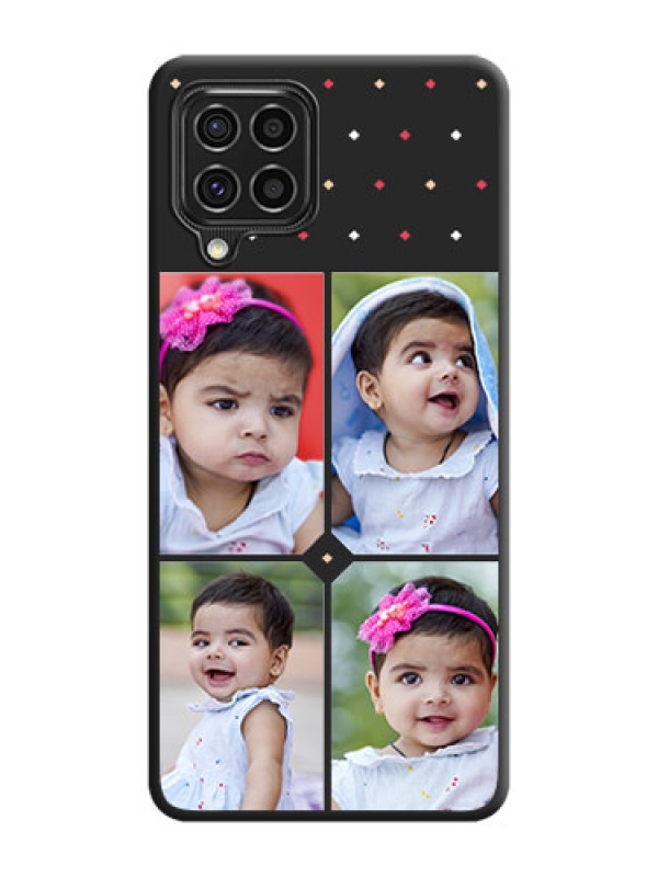Custom Multicolor Dotted Pattern with 4 Image Holder on Space Black Custom Soft Matte Phone Cases - Galaxy F62
