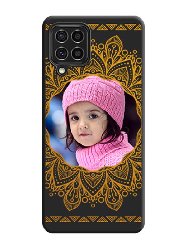 Custom Round Image with Floral Design on Photo on Space Black Soft Matte Mobile Cover - Galaxy F62