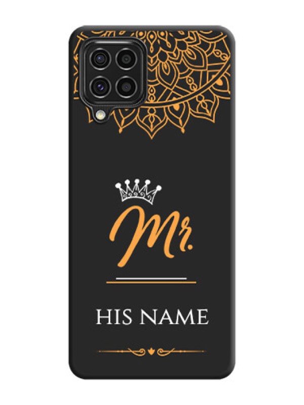 Custom Mr Name with Floral Design  on Personalised Space Black Soft Matte Cases - Galaxy F62
