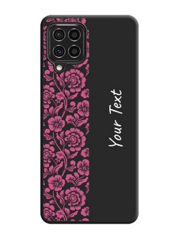 Custom Pink Floral Pattern Design With Custom Text On Space Black Personalized Soft Matte Phone Covers -Samsung Galaxy F62