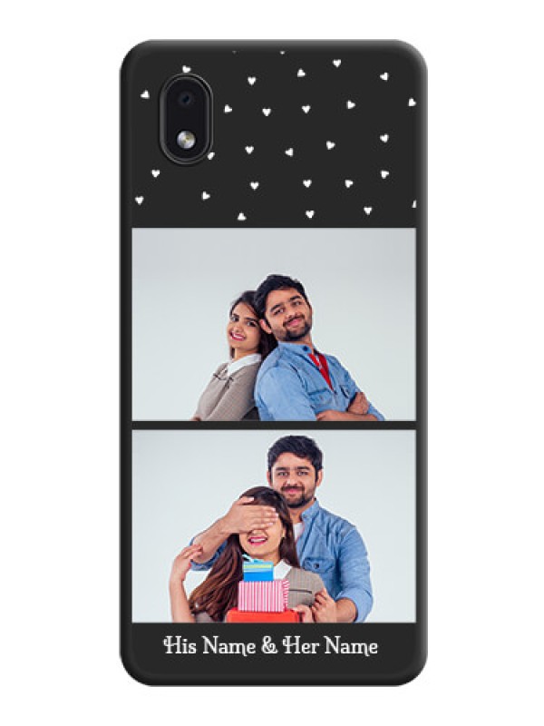 Custom Miniature Love Symbols with Name on Space Black Custom Soft Matte Back Cover - Galaxy M01 Core