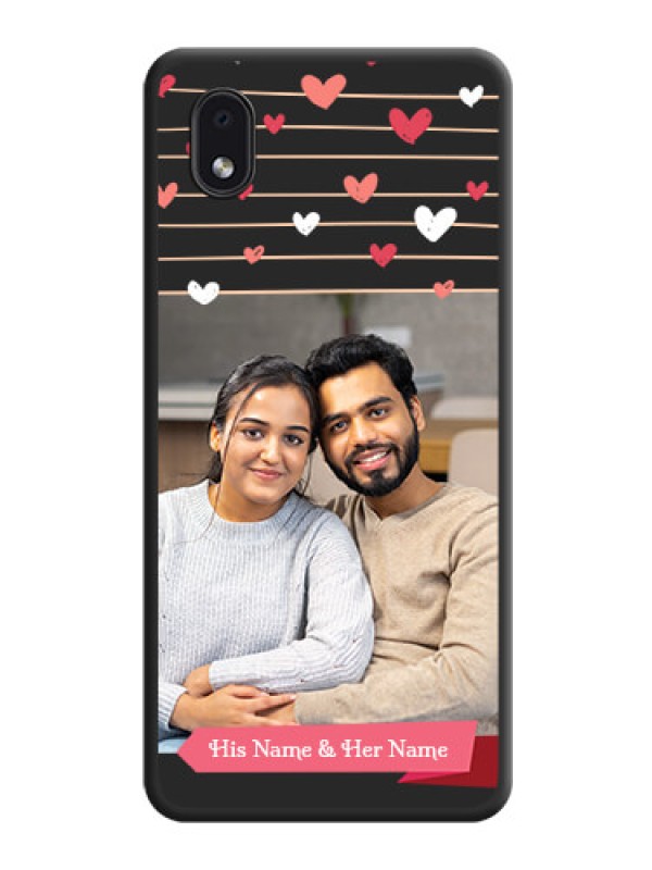 Custom Love Pattern with Name on Pink Ribbon  on Photo on Space Black Soft Matte Back Cover - Galaxy M01 Core