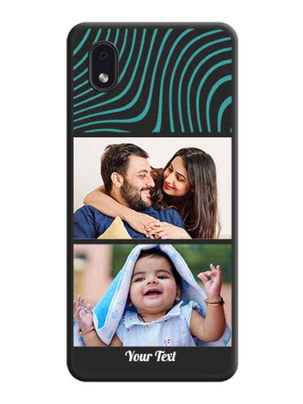 Custom Wave Pattern with 2 Image Holder on Space Black Personalized Soft Matte Phone Covers - Galaxy M01 Core