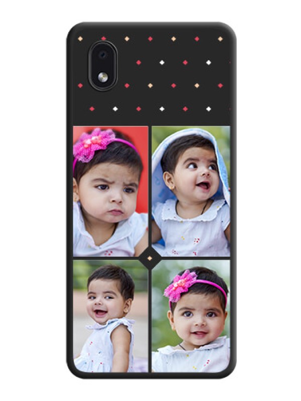 Custom Multicolor Dotted Pattern with 4 Image Holder on Space Black Custom Soft Matte Phone Cases - Galaxy M01 Core