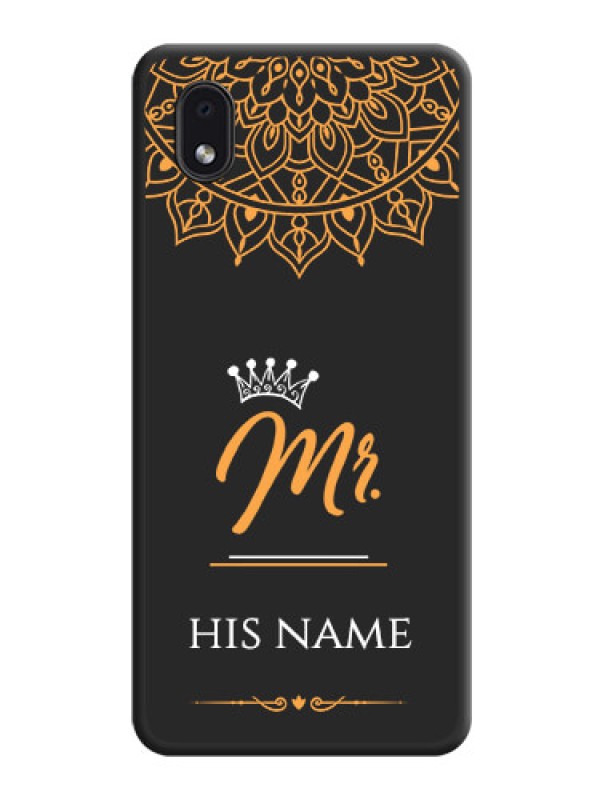 Custom Mr Name with Floral Design  on Personalised Space Black Soft Matte Cases - Galaxy M01 Core