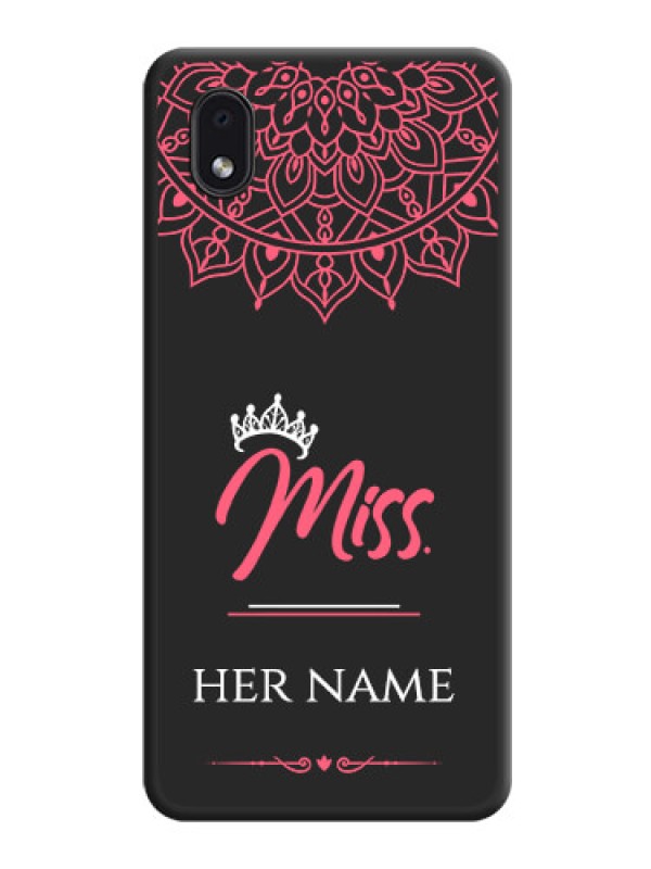 Custom Mrs Name with Floral Design on Space Black Personalized Soft Matte Phone Covers - Galaxy M01 Core