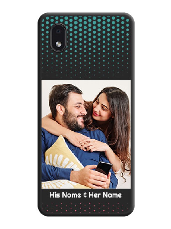 Custom Faded Dots with Grunge Photo Frame and Text on Space Black Custom Soft Matte Phone Cases - Galaxy M01 Core