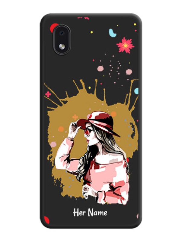Custom Mordern Lady With Color Splash Background With Custom Text On Space Black Personalized Soft Matte Phone Covers -Samsung Galaxy M01 Core