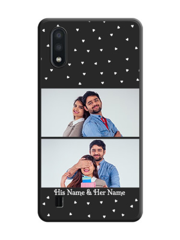 Custom Miniature Love Symbols with Name on Space Black Custom Soft Matte Back Cover - Galaxy M01