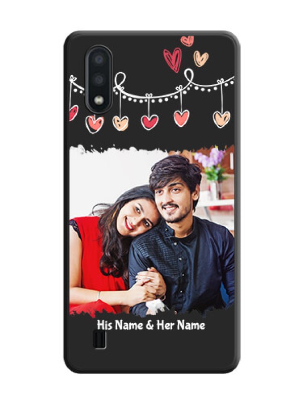 Custom Pink Love Hangings with Name on Space Black Custom Soft Matte Phone Cases - Galaxy M01