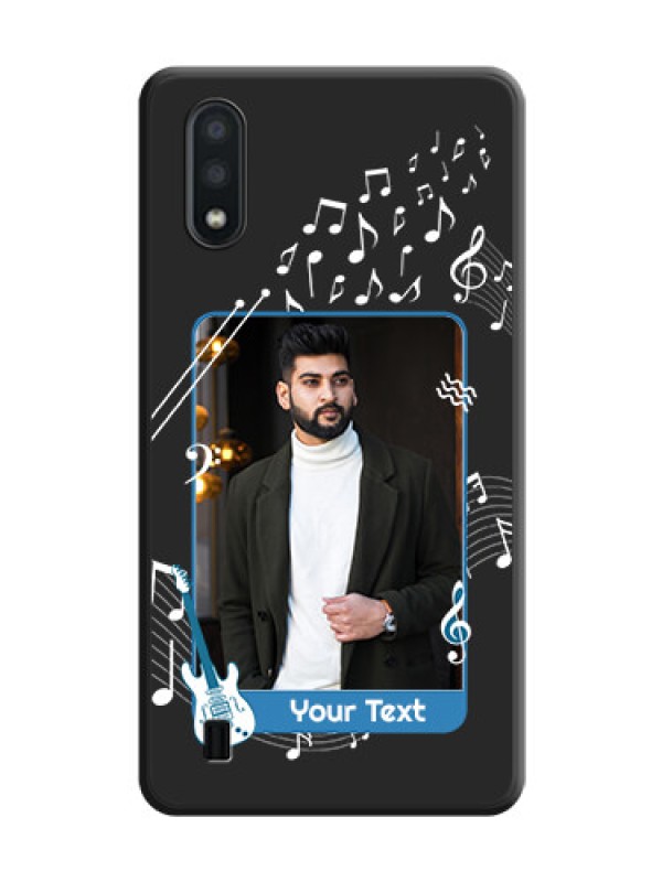 Custom Musical Theme Design with Text on Photo on Space Black Soft Matte Mobile Case - Galaxy M01