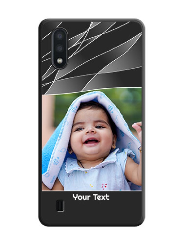 Custom Mixed Wave Lines on Photo on Space Black Soft Matte Mobile Cover - Galaxy M01