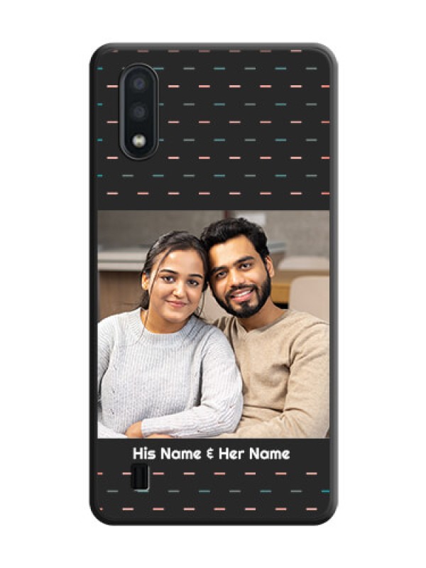Custom Line Pattern Design with Text on Space Black Custom Soft Matte Phone Back Cover - Galaxy M01