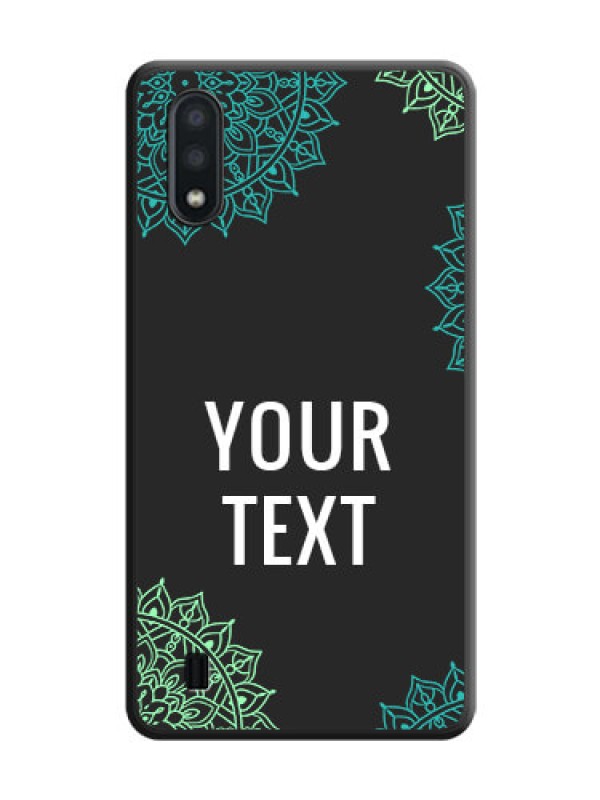 Custom Your Name with Floral Design on Space Black Custom Soft Matte Back Cover - Galaxy M01