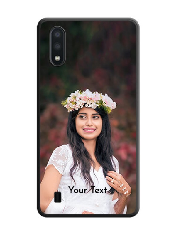 Custom Full Single Pic Upload With Text On Space Black Personalized Soft Matte Phone Covers -Samsung Galaxy M01