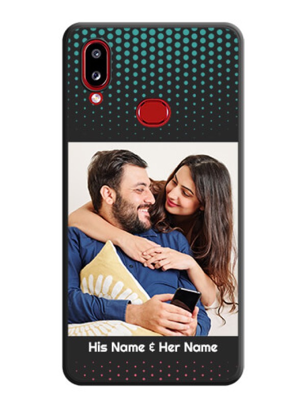Custom Faded Dots with Grunge Photo Frame and Text on Space Black Custom Soft Matte Phone Cases - Samsung Galaxy M01s