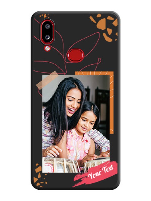 Custom Orange Photo Frame on Space Black Custom Soft Matte Phone Back Cover - Samsung Galaxy M01s