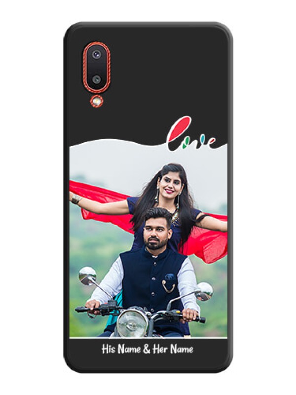 Custom Fall in Love Pattern with Picture on Photo on Space Black Soft Matte Mobile Case - Galaxy M02