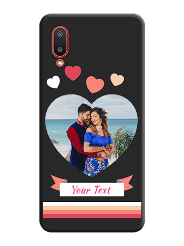 Custom Love Shaped Photo with Colorful Stripes on Personalised Space Black Soft Matte Cases - Galaxy M02