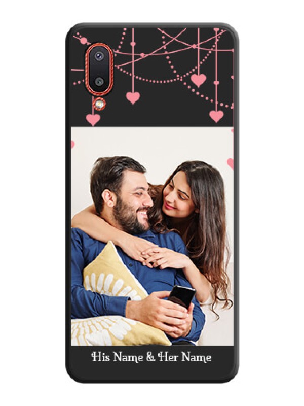 Custom Pink Love Hangings with Text on Space Black Custom Soft Matte Back Cover - Galaxy M02
