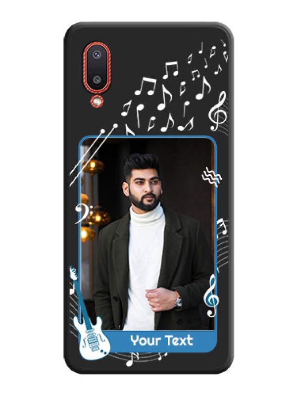Custom Musical Theme Design with Text on Photo on Space Black Soft Matte Mobile Case - Galaxy M02