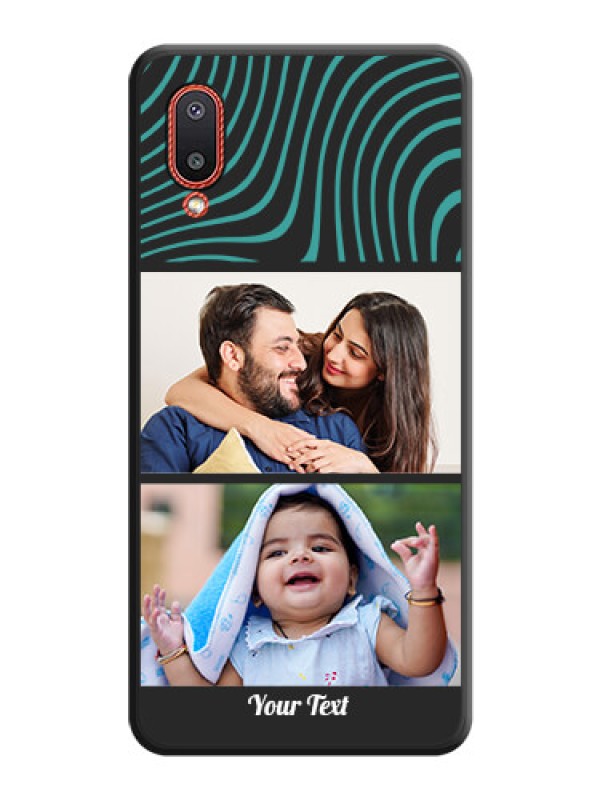 Custom Wave Pattern with 2 Image Holder on Space Black Personalized Soft Matte Phone Covers - Galaxy M02