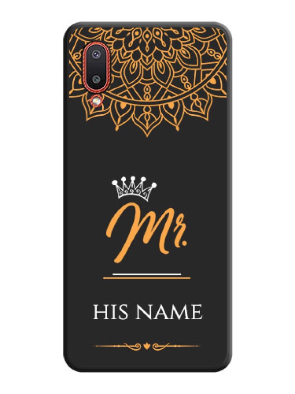 Custom Mr Name with Floral Design  on Personalised Space Black Soft Matte Cases - Galaxy M02