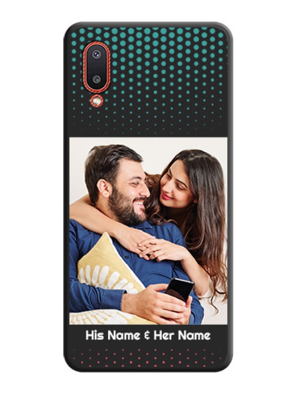 Custom Faded Dots with Grunge Photo Frame and Text on Space Black Custom Soft Matte Phone Cases - Galaxy M02