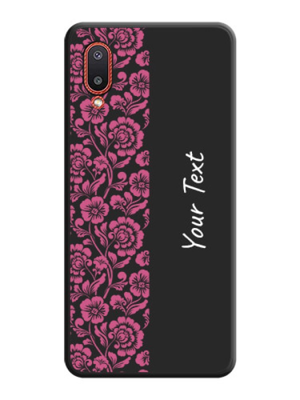 Custom Pink Floral Pattern Design With Custom Text On Space Black Personalized Soft Matte Phone Covers -Samsung Galaxy M02