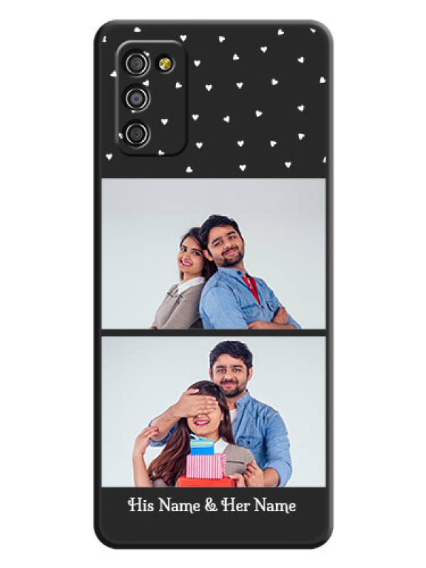Custom Miniature Love Symbols with Name on Space Black Custom Soft Matte Back Cover - Galaxy M02s