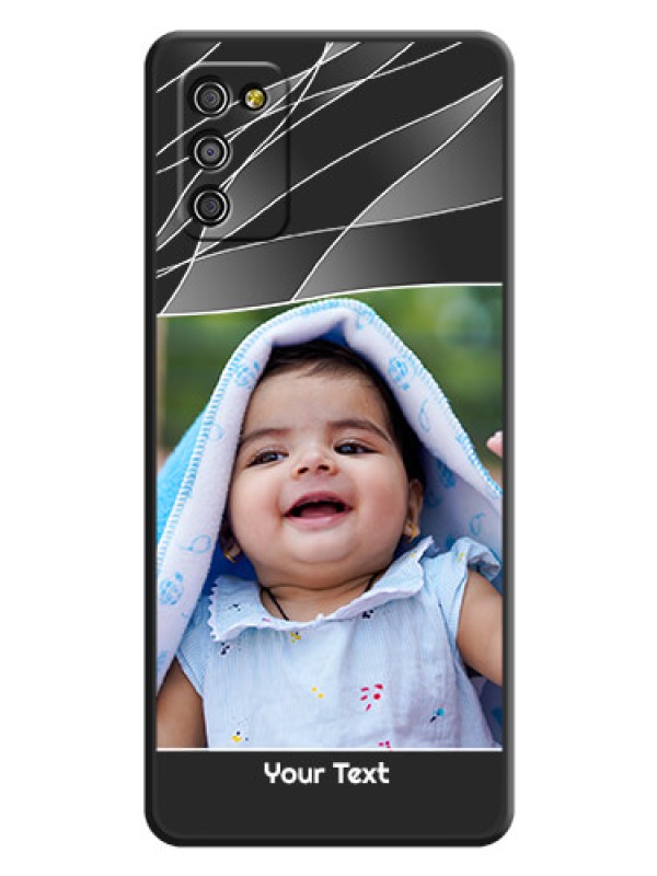 Custom Mixed Wave Lines on Photo on Space Black Soft Matte Mobile Cover - Galaxy M02s