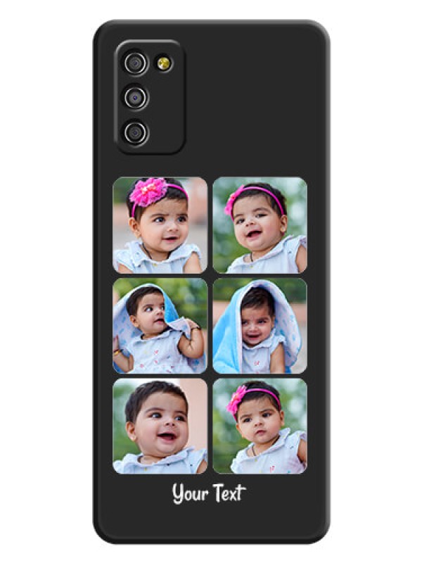 Custom Floral Art with 6 Image Holder on Photo on Space Black Soft Matte Mobile Case - Galaxy M02s