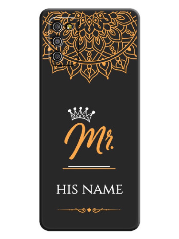 Custom Mr Name with Floral Design  on Personalised Space Black Soft Matte Cases - Galaxy M02s