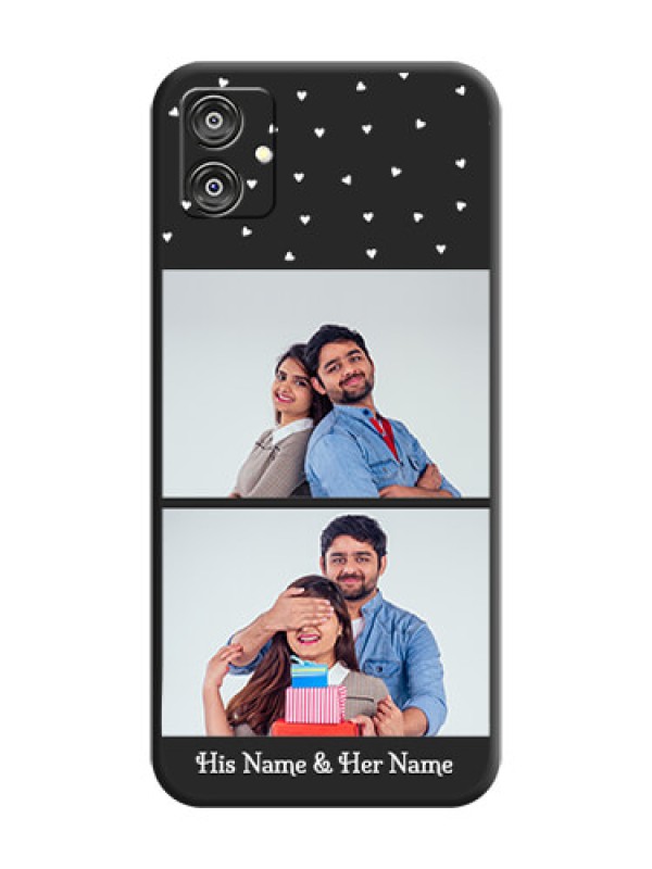 Custom Miniature Love Symbols with Name on Space Black Custom Soft Matte Back Cover - Galaxy M04