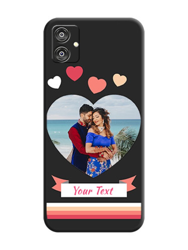 Custom Love Shaped Photo with Colorful Stripes on Personalised Space Black Soft Matte Cases - Galaxy M04