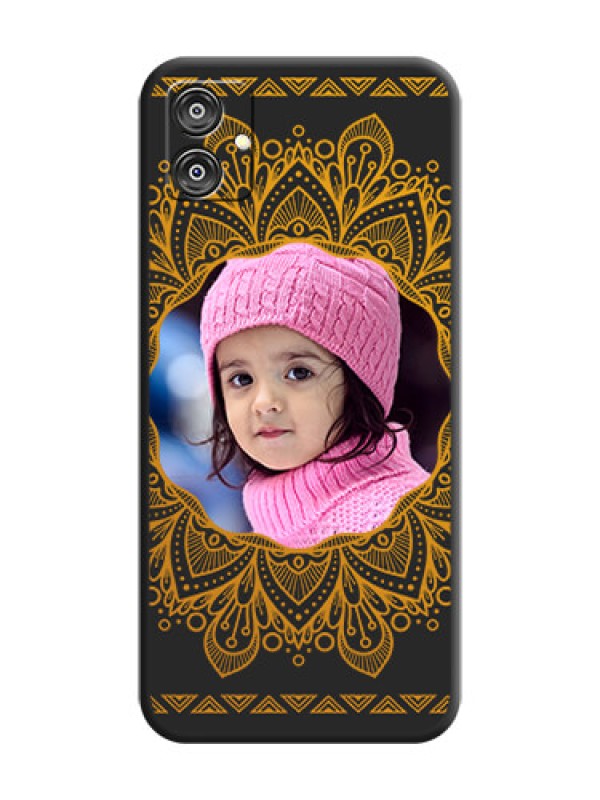 Custom Round Image with Floral Design - Photo on Space Black Soft Matte Mobile Cover - Galaxy M04