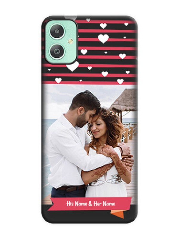 Custom White Color Love Symbols with Pink Lines Pattern On Space Black Custom Soft Matte Mobile Back Cover - Galaxy M05