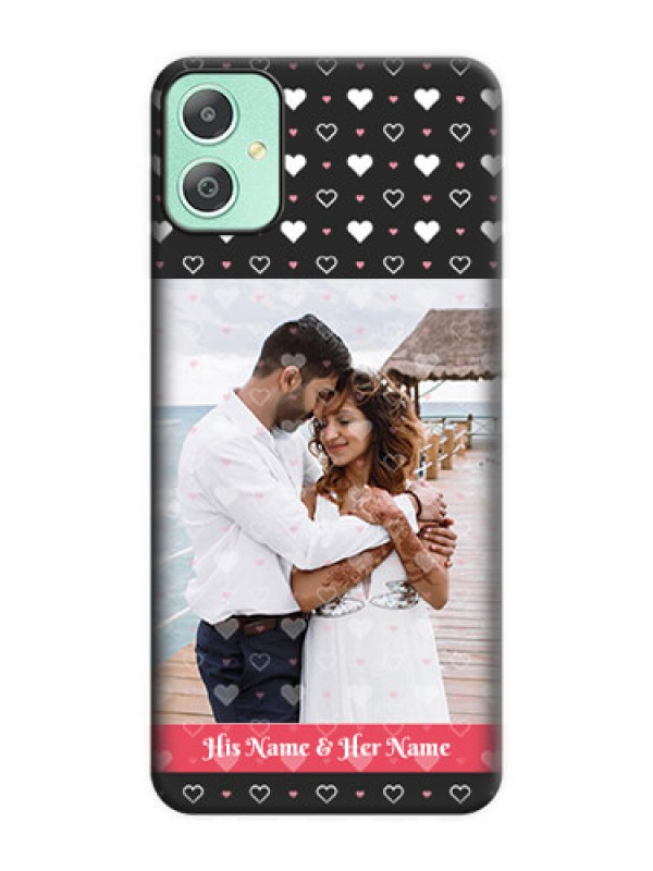 Custom White Color Love Symbols with Text Design on Photo On Space Black Custom Soft Matte Mobile Back Cover - Galaxy M05