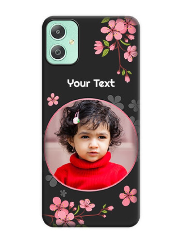 Custom Round Image with Pink Color Floral Design on Photo On Space Black Custom Soft Matte Mobile Back Cover - Galaxy M05