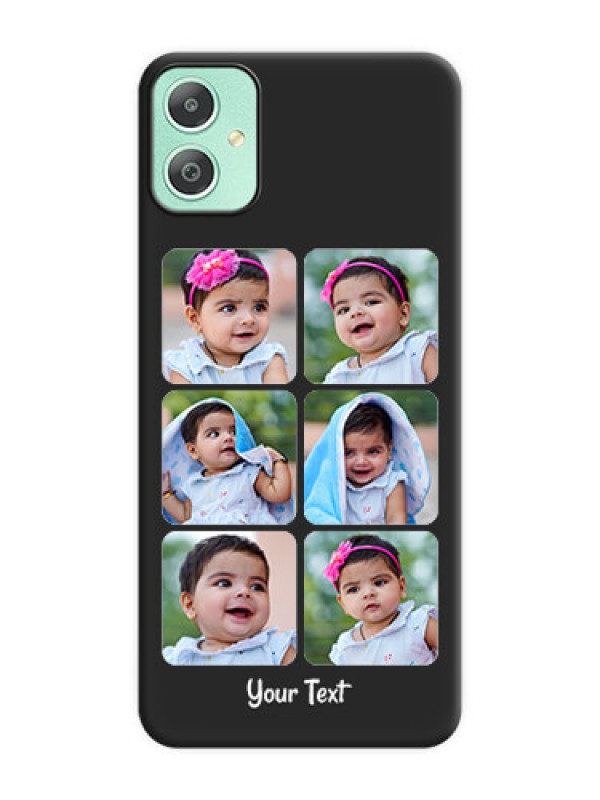 Custom Floral Art with 6 Image Holder on Photo On Space Black Custom Soft Matte Mobile Back Cover - Galaxy M05