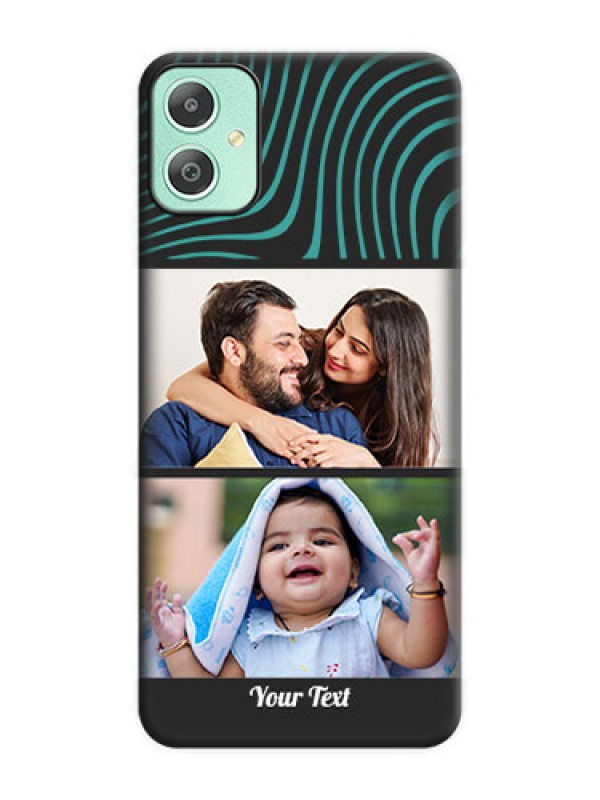 Custom Wave Pattern with 2 Image Holder On Space Black Custom Soft Matte Mobile Back Cover - Galaxy M05