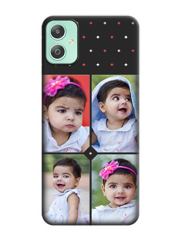 Custom Multicolor Dotted Pattern with 4 Image Holder On Space Black Custom Soft Matte Mobile Back Cover - Galaxy M05