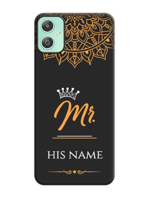 Custom Mr Name with Floral Design On Space Black Custom Soft Matte Mobile Back Cover - Galaxy M05