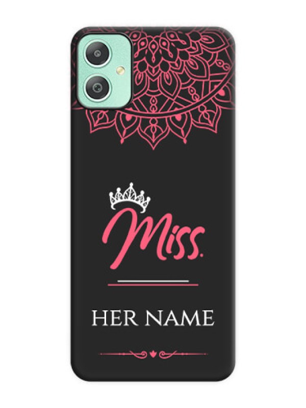 Custom Mrs Name with Floral Design On Space Black Custom Soft Matte Mobile Back Cover - Galaxy M05