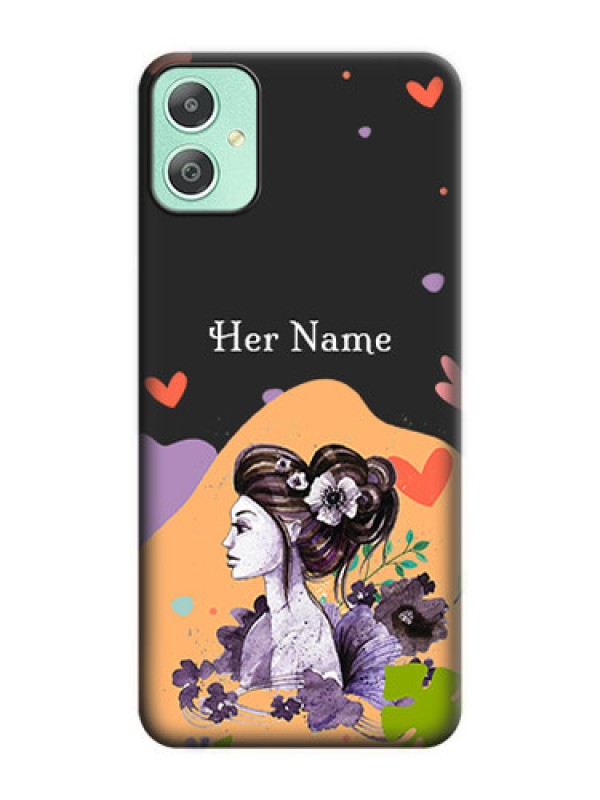 Custom Namecase For Her With Fancy Lady Image On Space Black Custom Soft Matte Mobile Back Cover - Galaxy M05